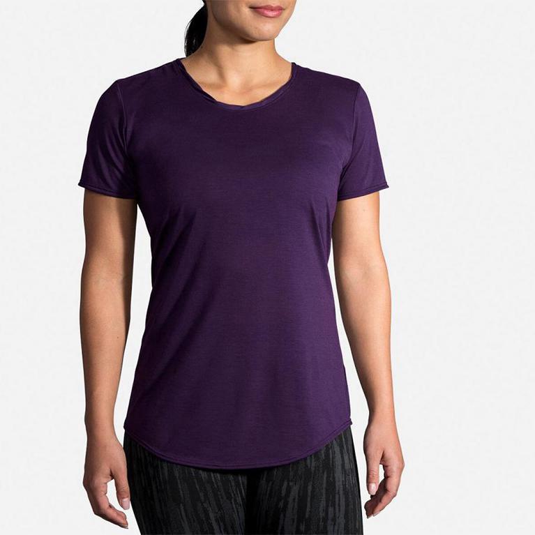 Brooks Distance Womens Short Sleeve Running Shirt - Purple - Indonesia (XTON-56732)